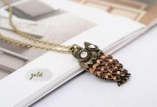 Vintage Silver/Gold Owl Pendant Necklace for Gift  