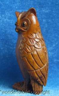 Handwork Boxwood Wood Carving Netsuke Of Owl Sir  