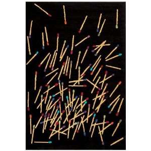 Matchstick Rug 4x6 Black 