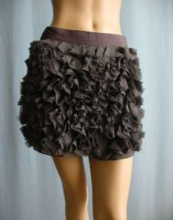 Haute Hippie Gray Silk Ruffle Mini Skirt Size Sz M  