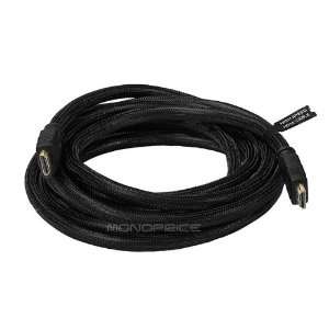  12FT 24AWG CL2 High Speed HDMI Cable w/ Net Jacket   Black 