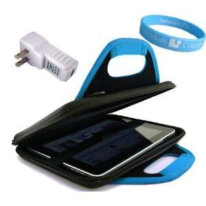 Blue Hard Cube Carry Case for Apple iPad + USB Wall Charger for ipad 