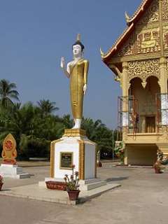 Modern statue of the Buddha near Pha That Luang, Viang Chan, Laos. The 