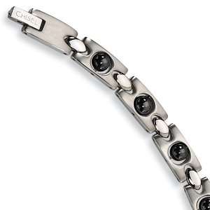  Stainless Steel Black Plated Magnetic Accents Bracelet 