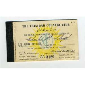  Alcoa Steamship Privilege Card Trinidad Country Club 1950 