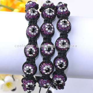 1x Purple Crystal Pave Evil Eye Disco Ball Beads Bracelet 10 10MM 
