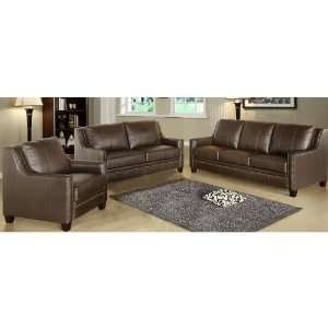  Italian Leather 3 Piece Sofa Set CI D220 BRN 3PC Furniture & Decor
