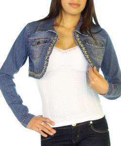 NWT Womens Denim Cut Off Crop Top Jean Jacket S, M, L, XL  