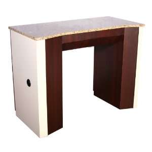  Annabel Manicure Table  Beige/Wood/ Brown granite top 