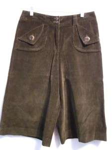   Size 8 100% Cotton Corduroy Dark Olive Green Winter Long Shorts  