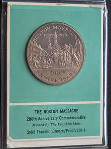 THE BOSTON MASSACRE 200TH ANNIVERSARY BRONZE MEDAL FRANKLIN MINT C0702 
