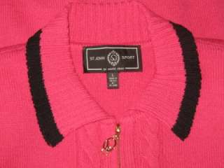 St John knit pink black suit jacket blazer size L 12 14  