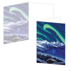  ECOeverywhere Alaska Night Cabin Boxed Card Set, 12 Cards 
