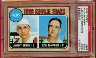 1968 TOPPS JOHNNY BENCH ~ RON TOMPKINS RC #247 ~ PSA 9 MINT OC ~ HOF 