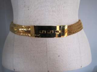 Vintage JUDITH LIEBER Gold Toned Metal Snake Skin Belt, size S  