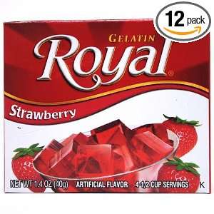 Royal Gelatin, Strawberry, 1.4 Ounce (Pack of 12)  Grocery 
