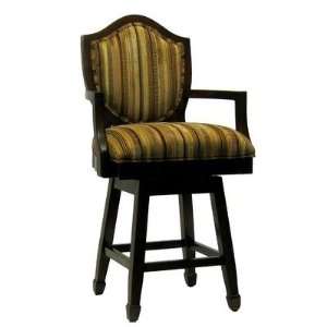  Cherry Frame Brown and Tan Pinstriped Fabric Barstool 