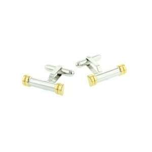 JJ Weston silver plated and gold plated 2 tone pillar style cufflinks 