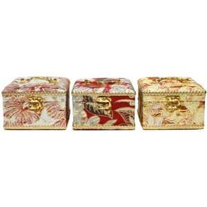  Square Gold Trim Jewelry Boxes   Pink
