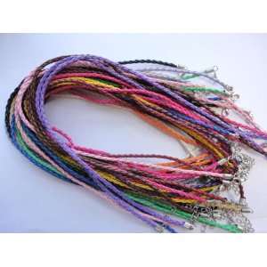   Mixcolor Braided Leather Necklace Cord 18 W/extender ~Jewelry Making