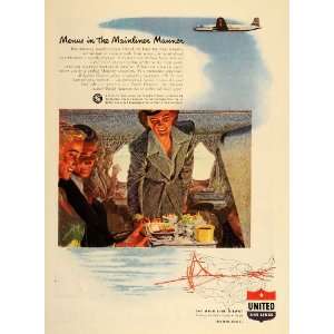  1947 Ad United Air Lines Airplane Stewardess Food Tray 
