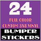 24 Custom Bumper Stickers 3x8 Full Color 