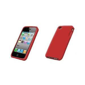  iPhone 4 / iPhone 4G Black Leather Carrying Pouch+Red Silicone Skin 