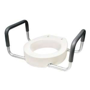 Deluxe Toilet Seat Riser With Removable Armrests  Fits Round Toilet 