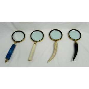 Large Magnifying Glass with Brass and Bone Handle