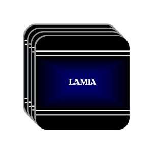 Personal Name Gift   LAMIA Set of 4 Mini Mousepad Coasters (black 