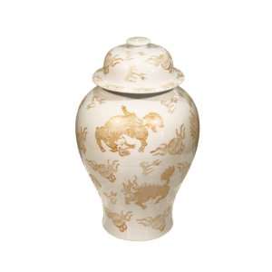  White & Gold Kylin Temple Jar