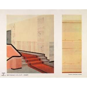 1933 Art Deco Steps Stairway Hall Gustl Kroner Print   Original Color 
