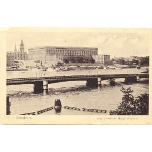   Vintage Postcard The Castle and Skeppsholm Bridge   Stockholm Sweden