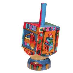  Hand Painted Wood Dreidel with Stand By Yair Emanuel 