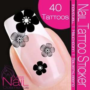  Nail Art Tattoo Sticker Cherry Blossom   black Beauty