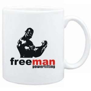  Mug White  FREE MAN  Powerlifting  Sports