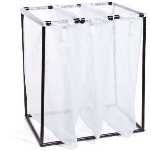  Bag Stand 2810 Triple Bronze Hamper With White Mesh Bags 