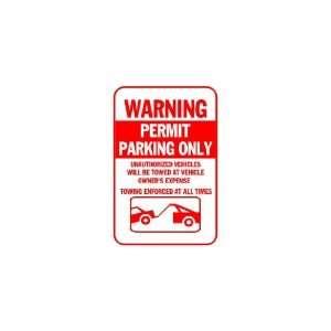   Vinyl Banner   Warning Permit Parking Only All Red 