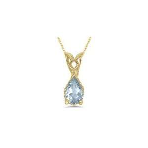  3.18 Cts Sky Blue Topaz Scroll Pendant in 14K Yellow Gold 
