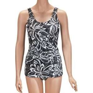  Chlorine Resistant Black and White Print Swimsuit