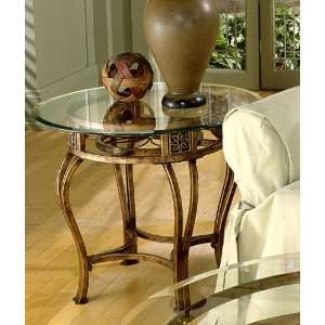    End Table with Glass Top in Brown Rust Finish