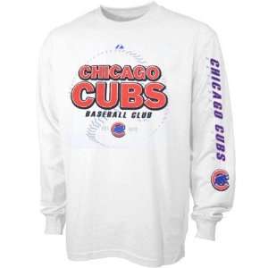 Men`s Chicago Cubs L/S White Baseball Club Tshirt  Sports 