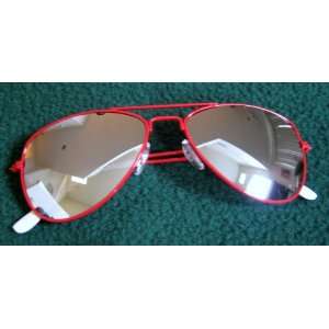    Kids Aviator Pilot Sunglasses in Red Frames 