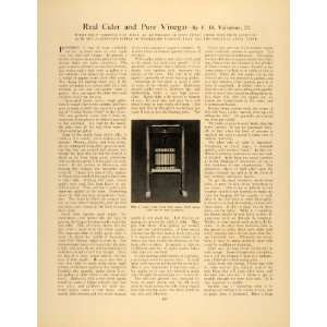  1907 Article Cider Vinegar F. H. Valentine Press Apple 