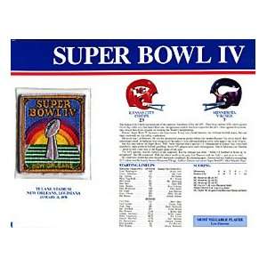  Super Bowl 4 Patch and Game Details Card Sports 