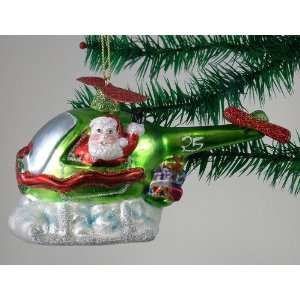  Holiday Santa in Helicopter Christmas Ornament
