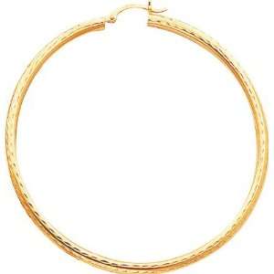 14K Gold Diamond Cut Round Hoop Earrings Jewelry New AG Jewelry