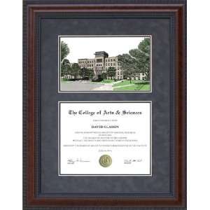 Diploma Frame with Licensed Bradley University Campus Lithograph 