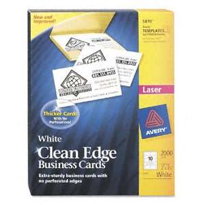  Avery® Clean Edge Laser Business Cards, White, 2 x 3 1/2 