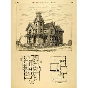 Print Dwelling Architectural Design Floor Plans Victorian Architecture 